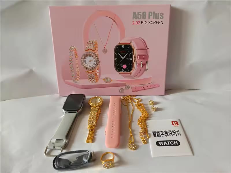 A58 Plus Luxury Smartwatch & Jewelry Gift Set