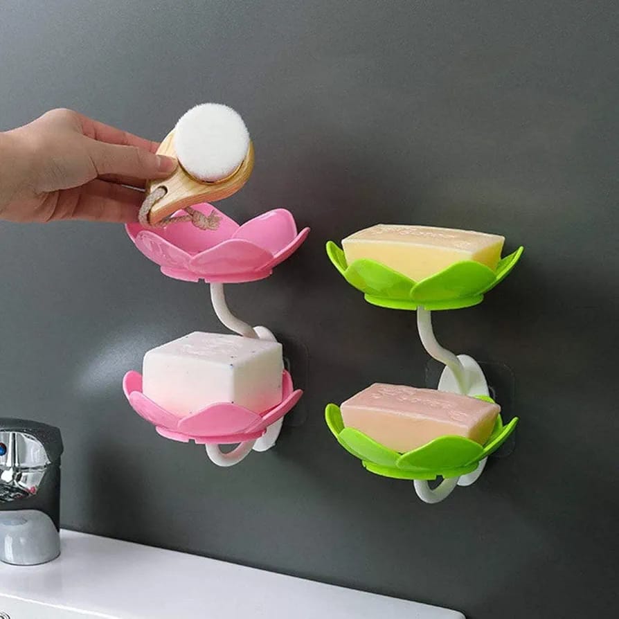 Double Wall Mounted Double Layer Flower Shaped Soap Holder