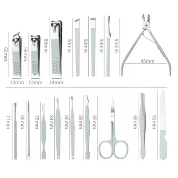 16 Pcs Stainless Steel Nail Clipper Set