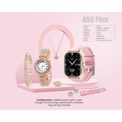 A58 Plus Luxury Smartwatch &amp; Jewelry Gift Set