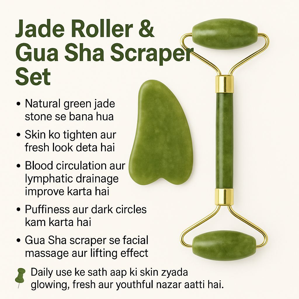 Jade Roller &amp; Gua Sha Scraper Set - Glowing Skin Essentials!