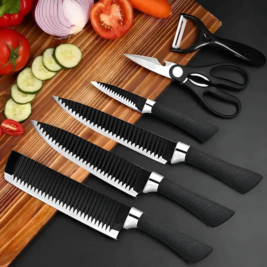 6 Pcs Non-Stick Knife Set For Kitchen, Professionals, Chef, Super Sharp High Carbon