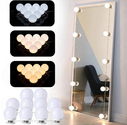 : Vanity Mirror Light – Pack of 10 LED Bulbs (3 Modes)