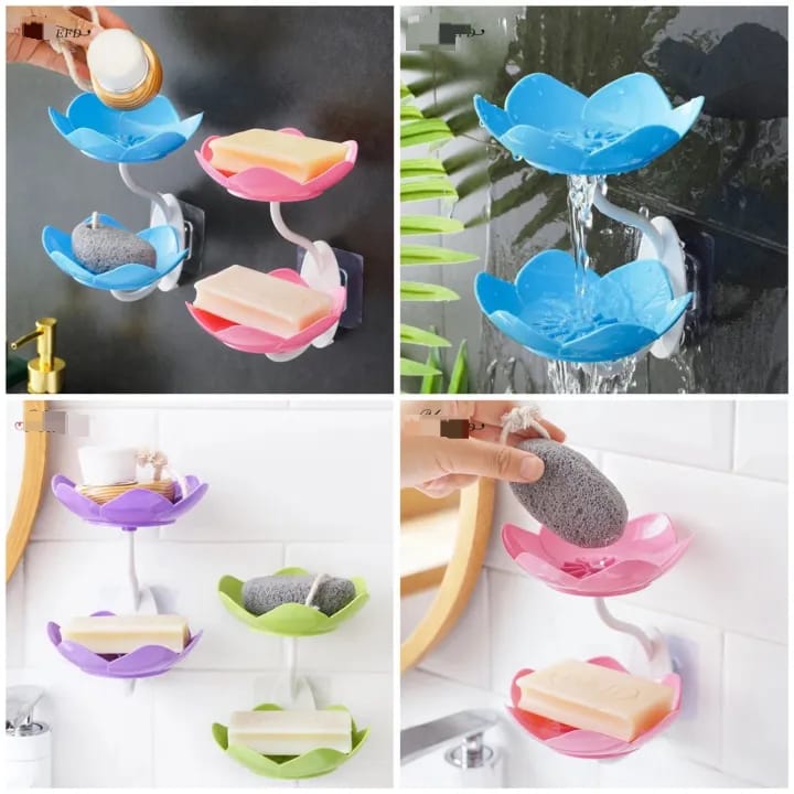Double Wall Mounted Double Layer Flower Shaped Soap Holder